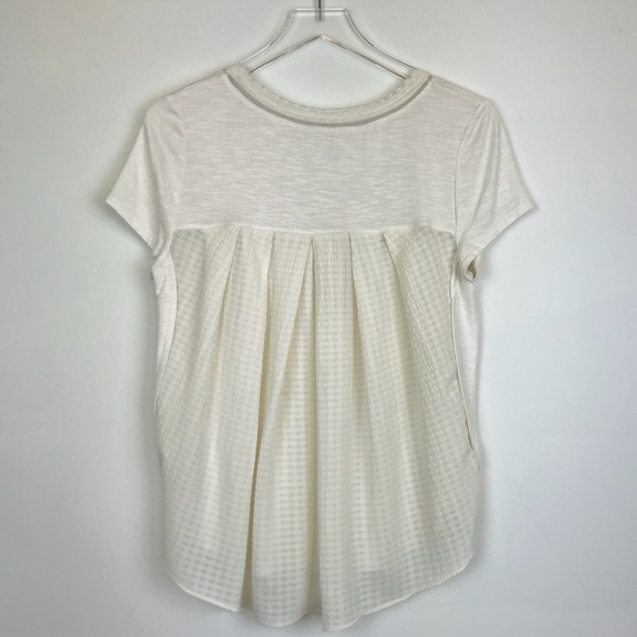 ✨ Anthropologie Deletta Cream Ruched Back Top/Tee - Picture 5 of 8